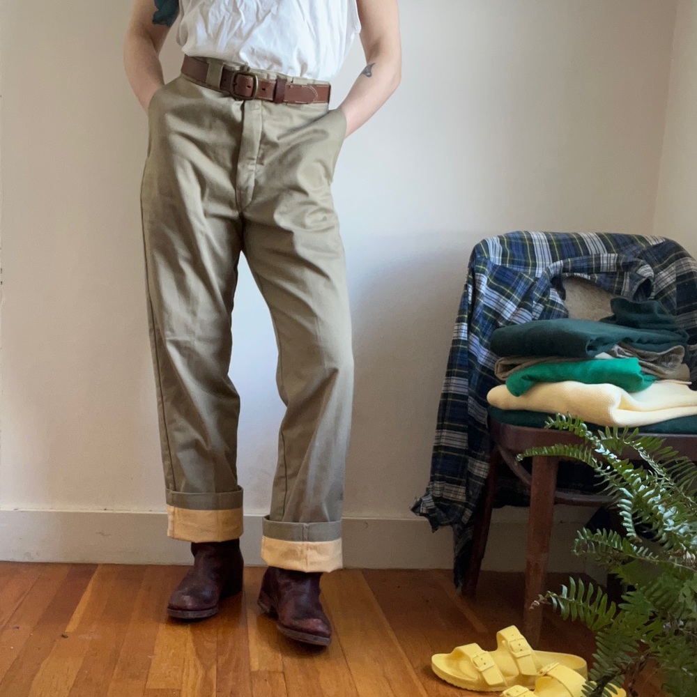 vintage 1970s l.l. bean chamois lined khakis